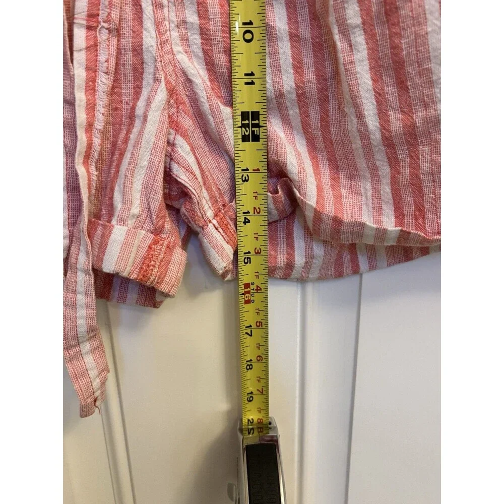 Free People Moon Bay Parachute Shorts Pink New 4 linen blend striped belted - Picture 8 of 9